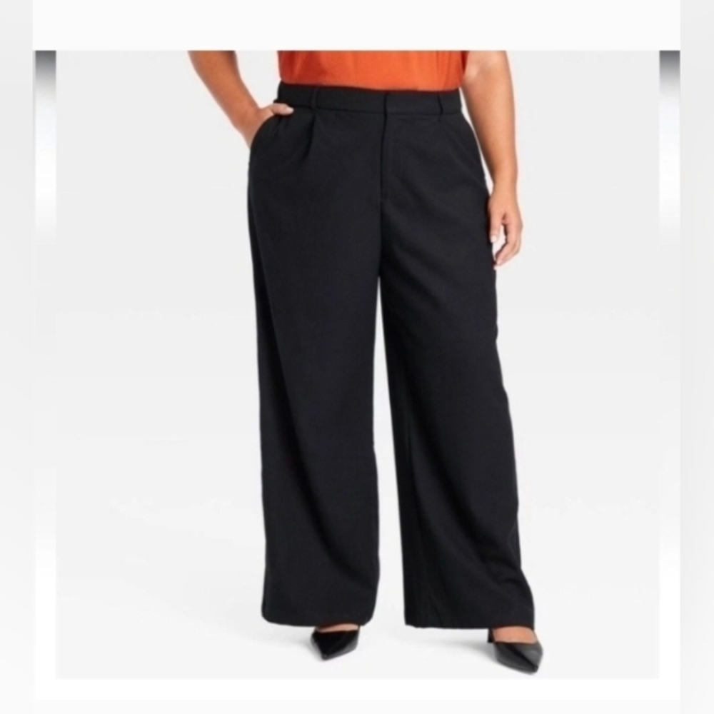 Ava & Viv Black High Rise Wide Leg Trousers Pants